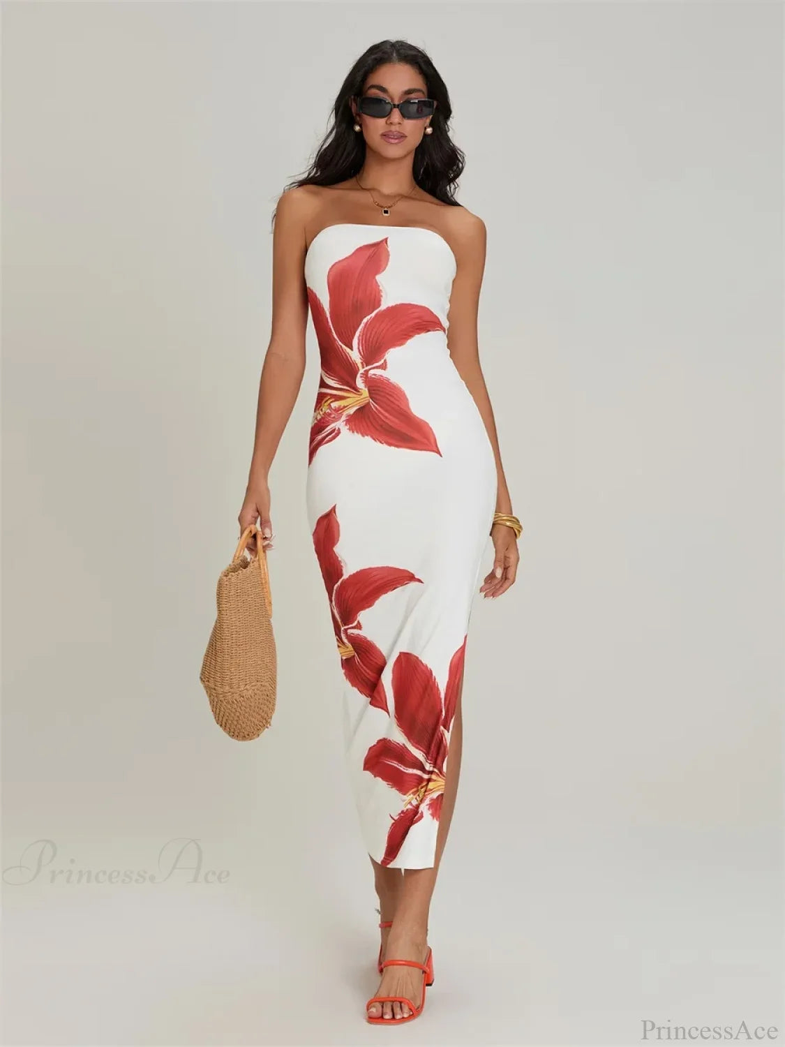 Sexy Strapless Backless Bodycon Floral Dress floraldress-250126