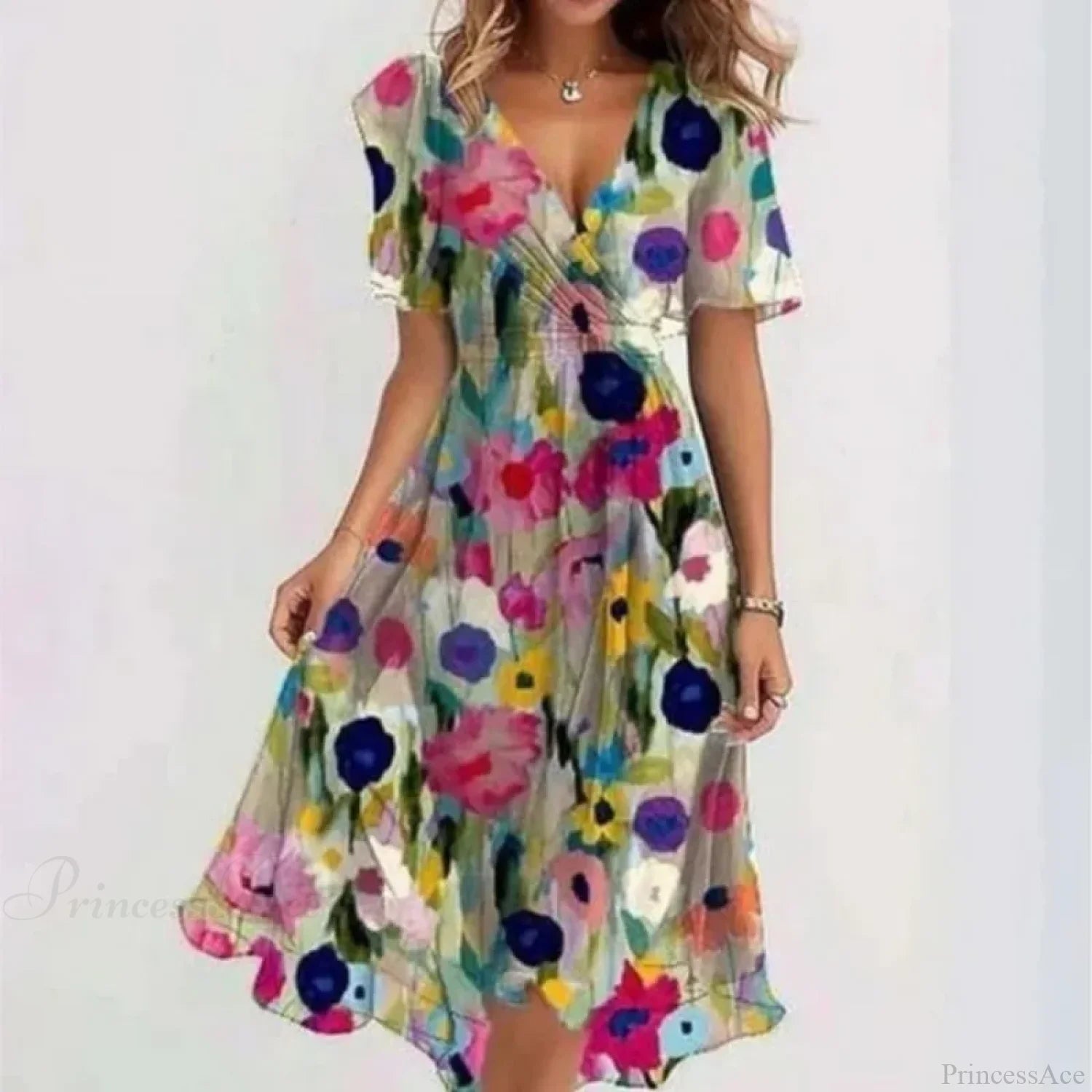 Sexy V-neck Floral Swing Dress oldfloraldress-250126