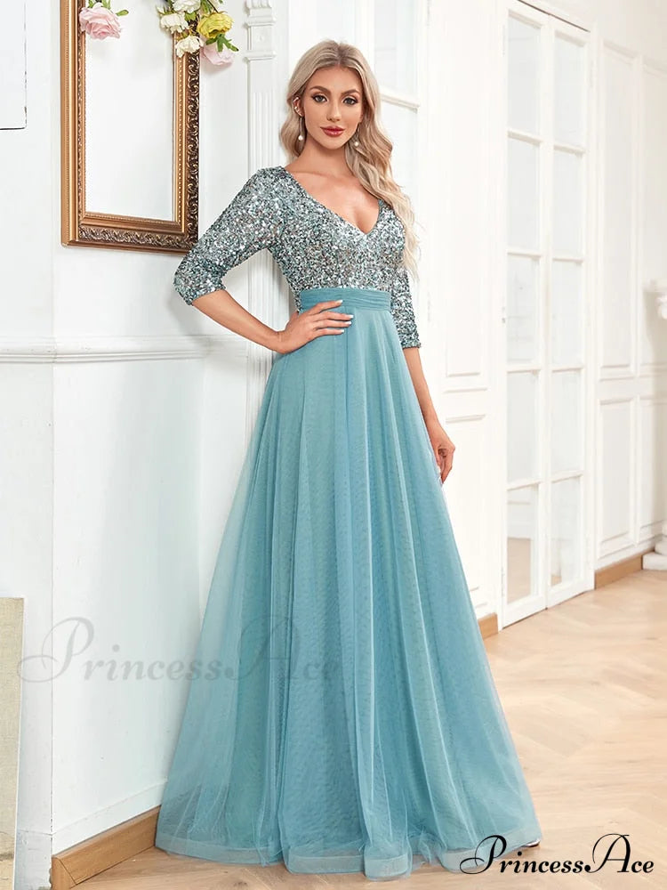 Sexy V-Neck Graceful Chiffon Evening Dress