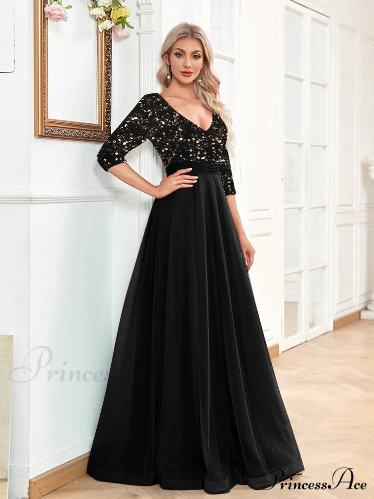 Sexy V-Neck Graceful Chiffon Evening Dress Black / 4