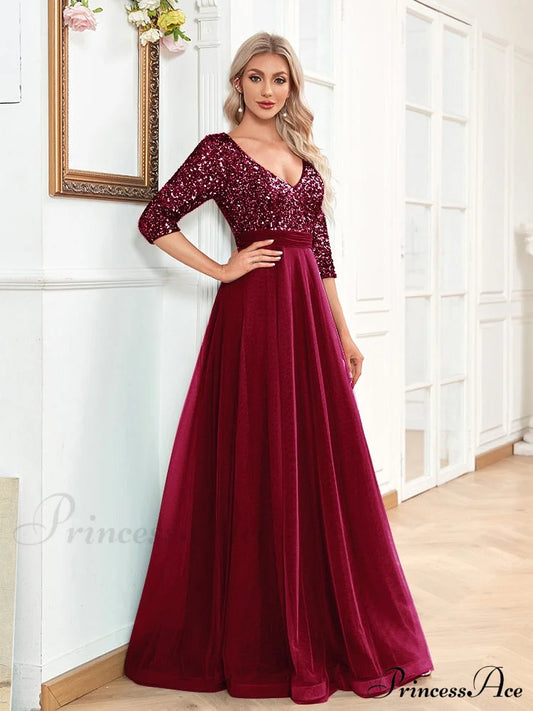 Sexy V-Neck Graceful Chiffon Evening Dress Burgundy / 4