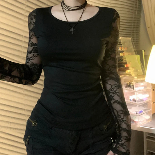 Sheer Lace Backless Knit Top