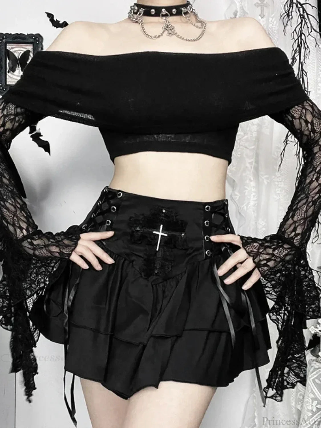 Sheer Off-shoulder Knit Top