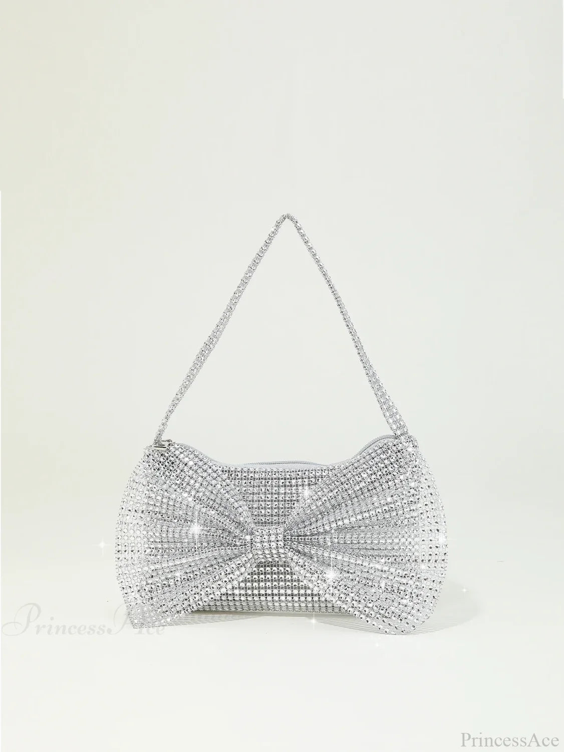 Shiny Rhinestone Bow Evening Clutch Bag XF-28 SLV clutchbag-250126