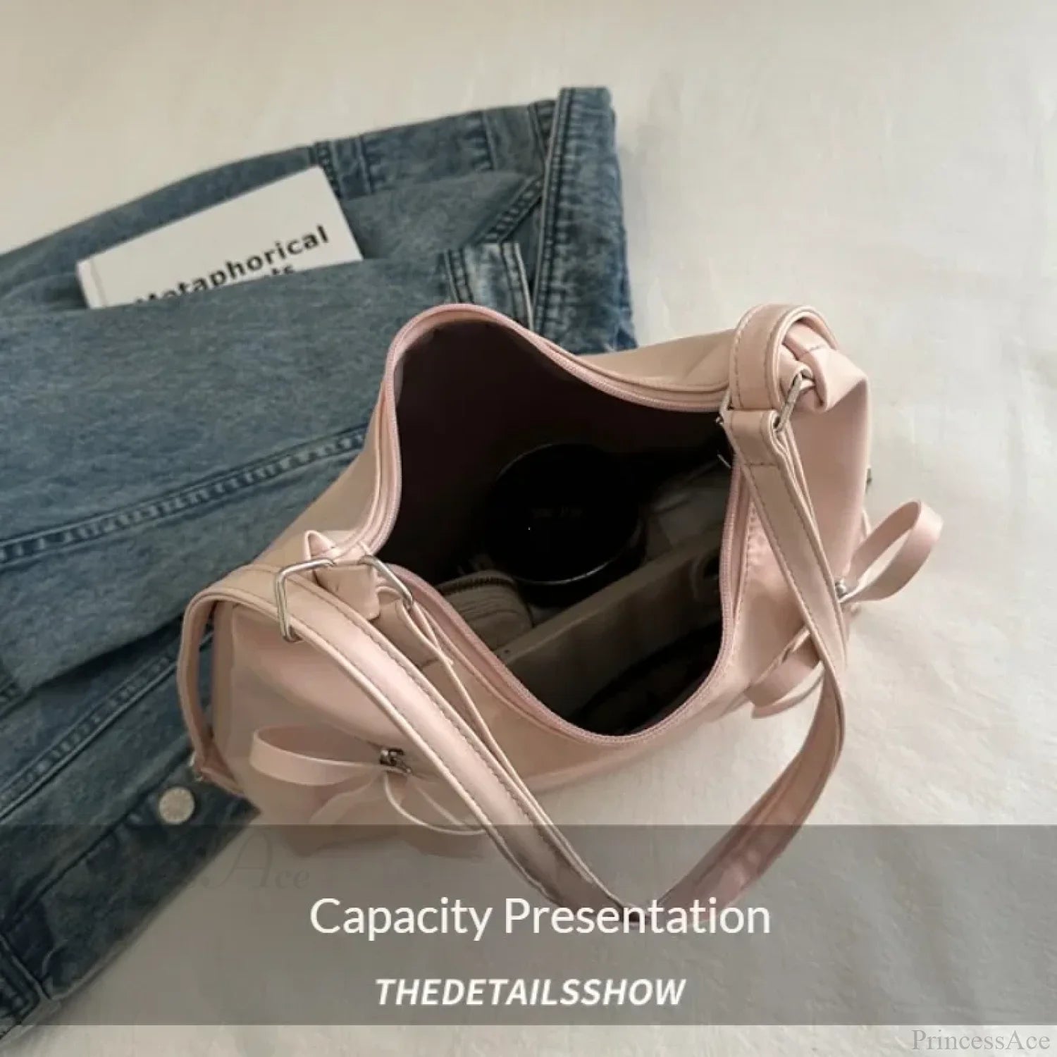 Silver Bow PU Leather Shoulder Bag shoulder-250126