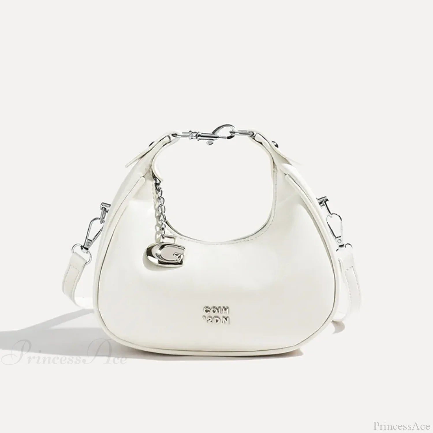 Simple Versatile Solid Color Shoulder Messenger Handbag White handbag-250126