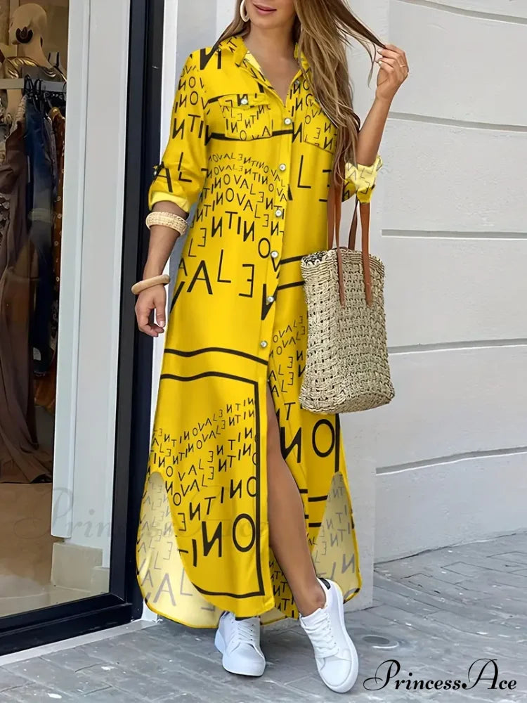 Sleeve Gown Blouse Loose Letter - Design Long Fit S / Red Champagne Shirt Dress