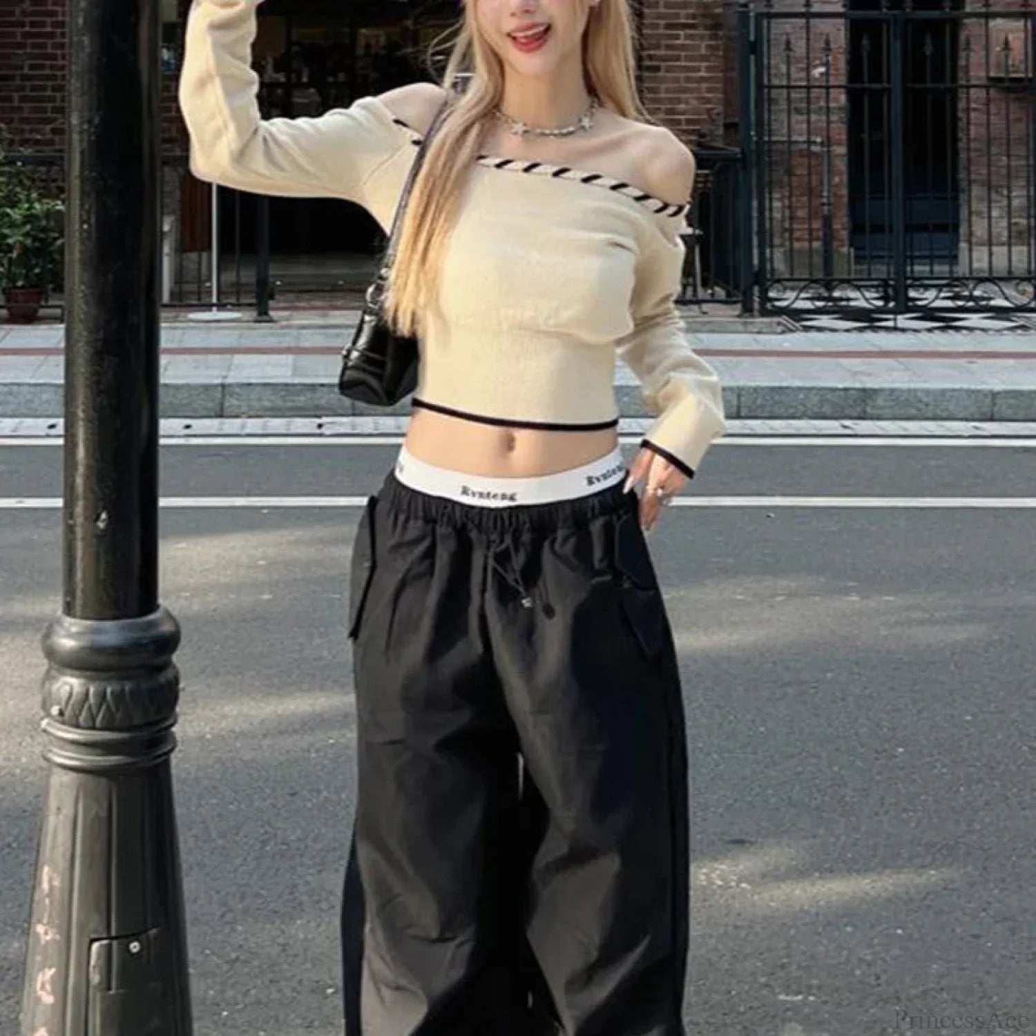 Slim Fit Korean Off-Shoulder Knitted Boat Neck Knit Top WHITE / One Size knittop-250126