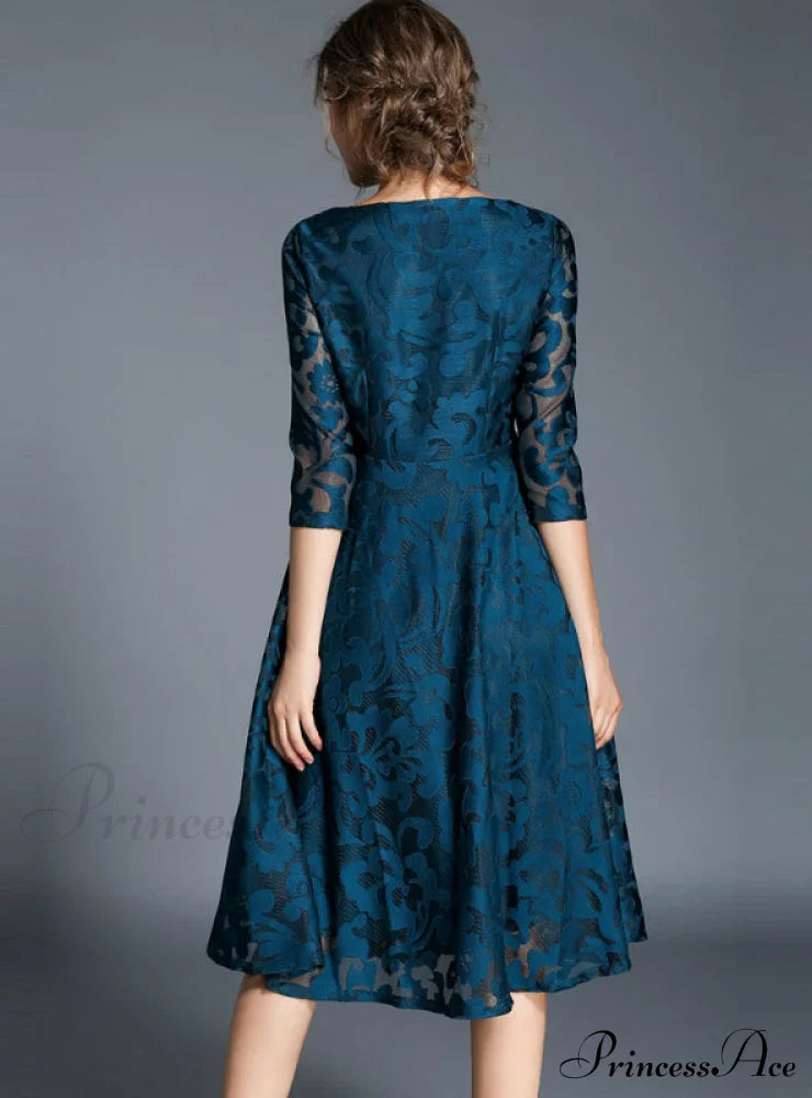 Slim Ladies Party Dress Casual Lace Dresses S / Red