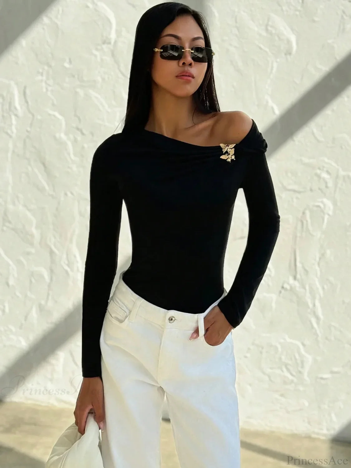 Slim Long Sleeve Sexy Spice Haute Couture Blouse Women knittop-250126