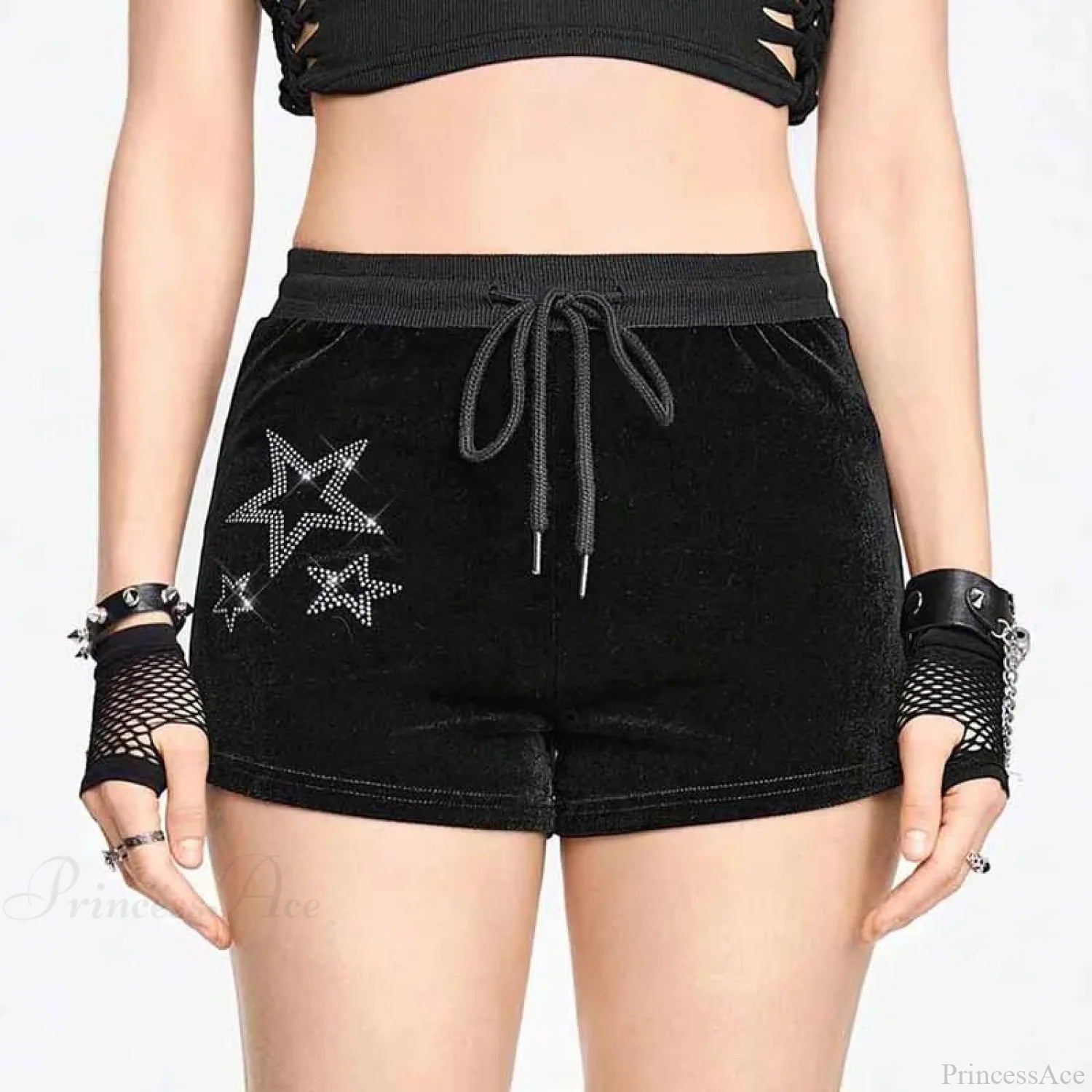 Soft Sparkling Drawstring Short Black / S