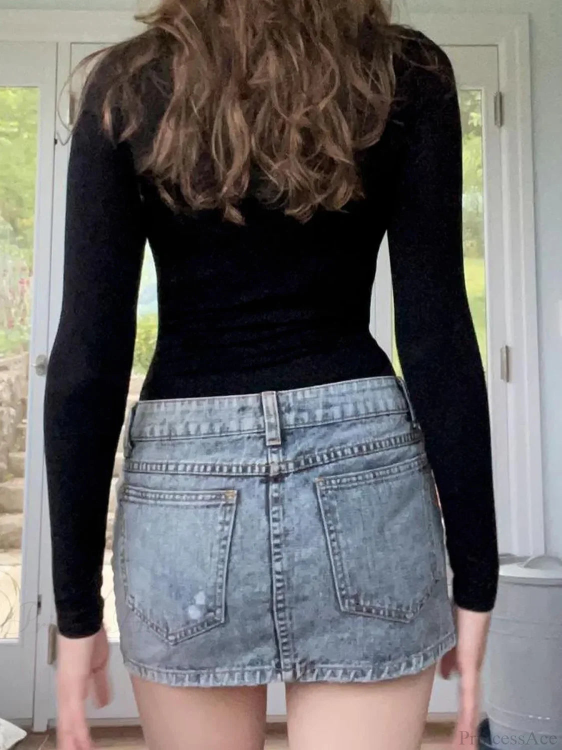 Solid Bandage Patchwork Lace Slim V-Neck Long Sleeve Knit Top knittop-250126