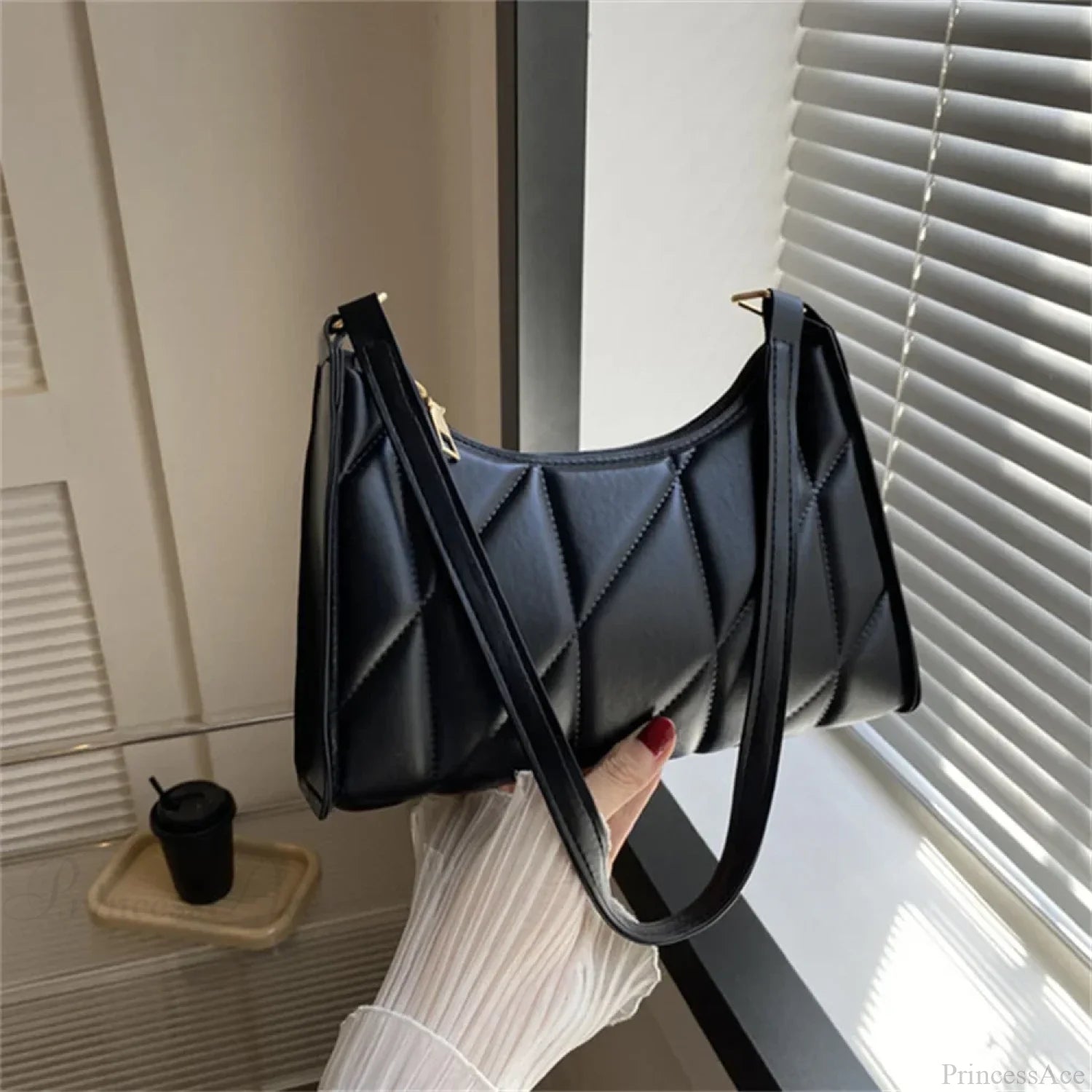 Solid Color PU Leather Underarm Crossbody Black crossbody-250126