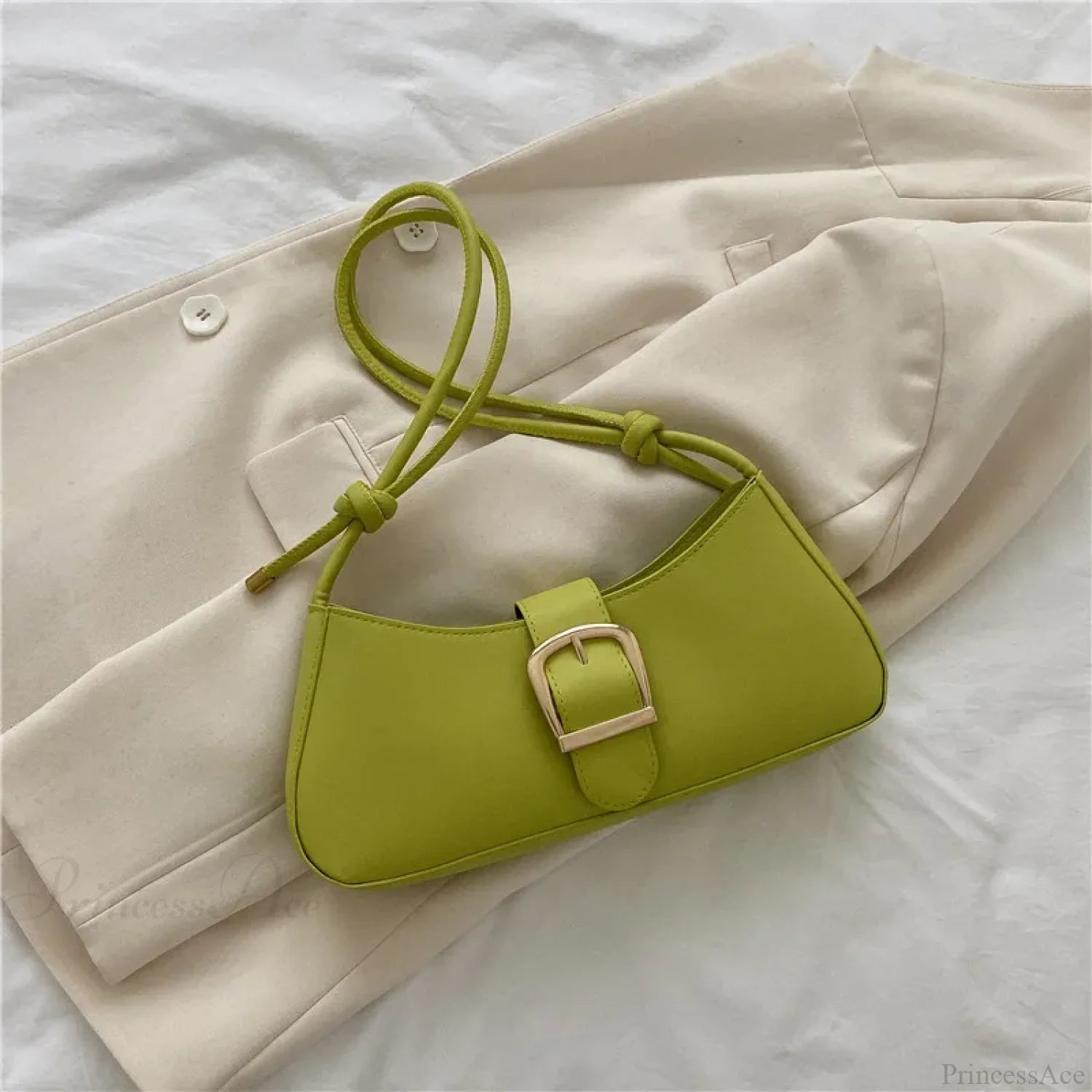 Solid Color Trendy Small Shoulder Bag Green shoulder-250126