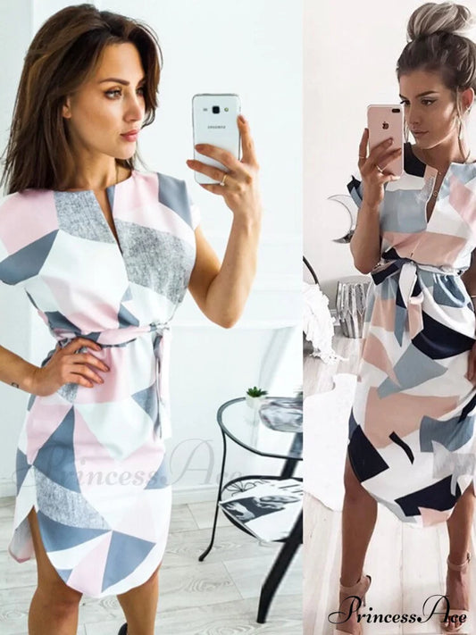 Split Women Party Flowered Midi Ruffles Bohemian V-Neck Casual Gown Design Wrap Warm-Season Sexy