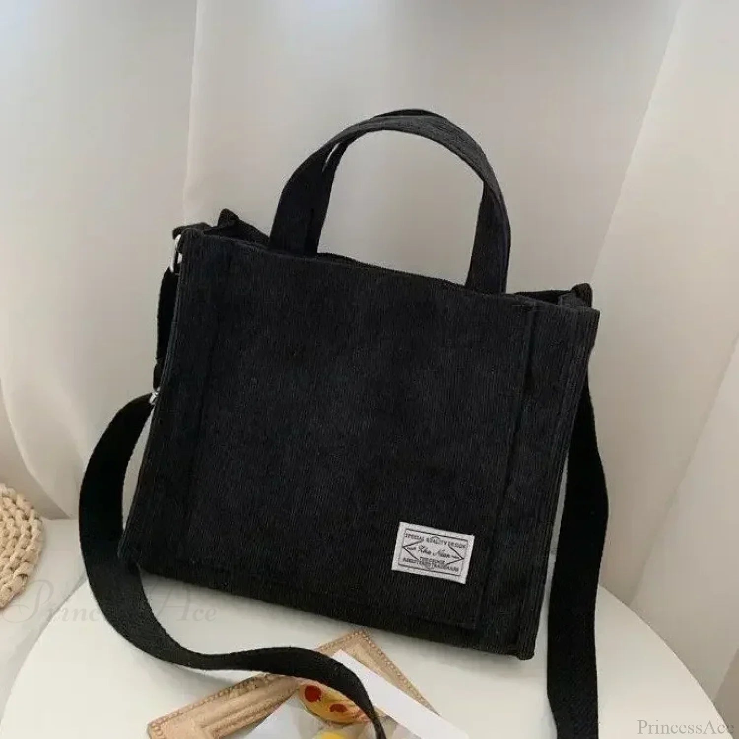 Stars Pattern Canvas Underarm Shoulder Bag Black2 shoulder-250126