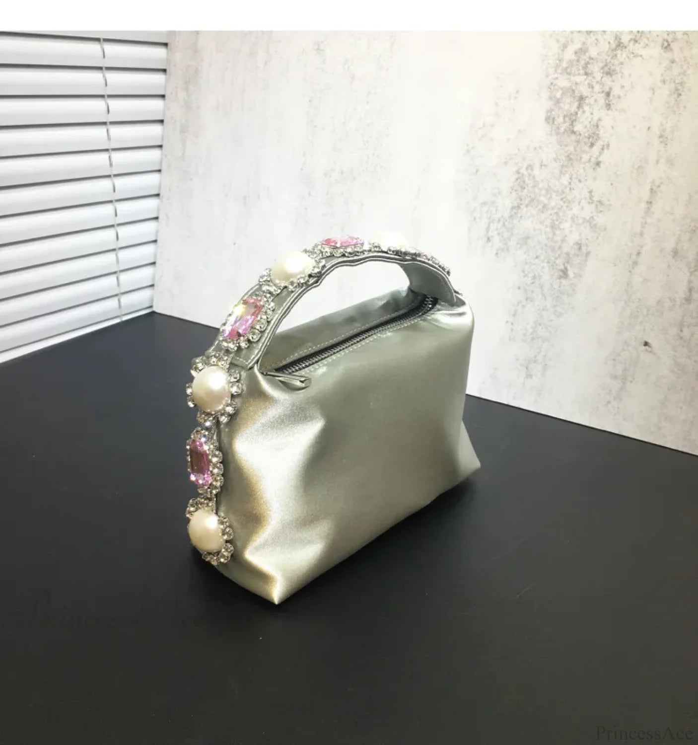 Stones Silk Phone Handbag Wristlet silver wristlet-250126