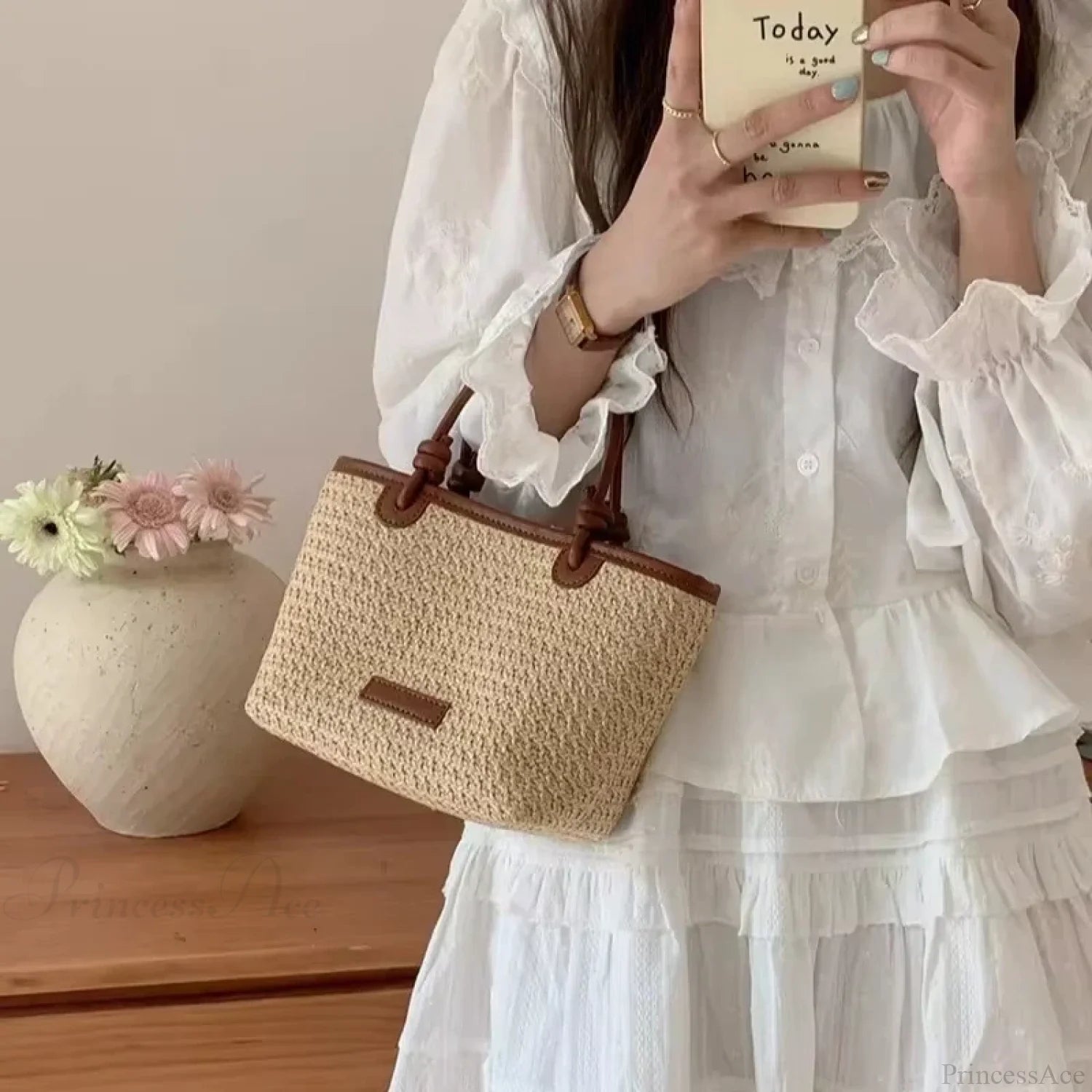 Straw Woven Rattan Summer Crossbody Brown crossbody-250126