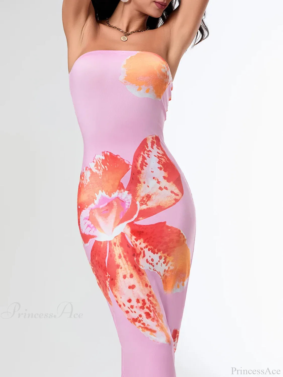 Summer Strapless Backless Wrap Floral Dress floraldress-250126