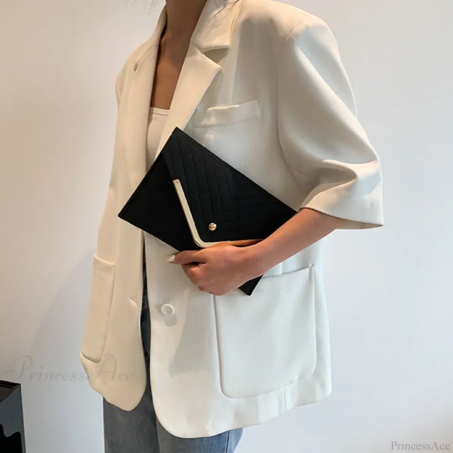 Trendy Evening Felt Envelope Clutch Wristlet wristlet-250126