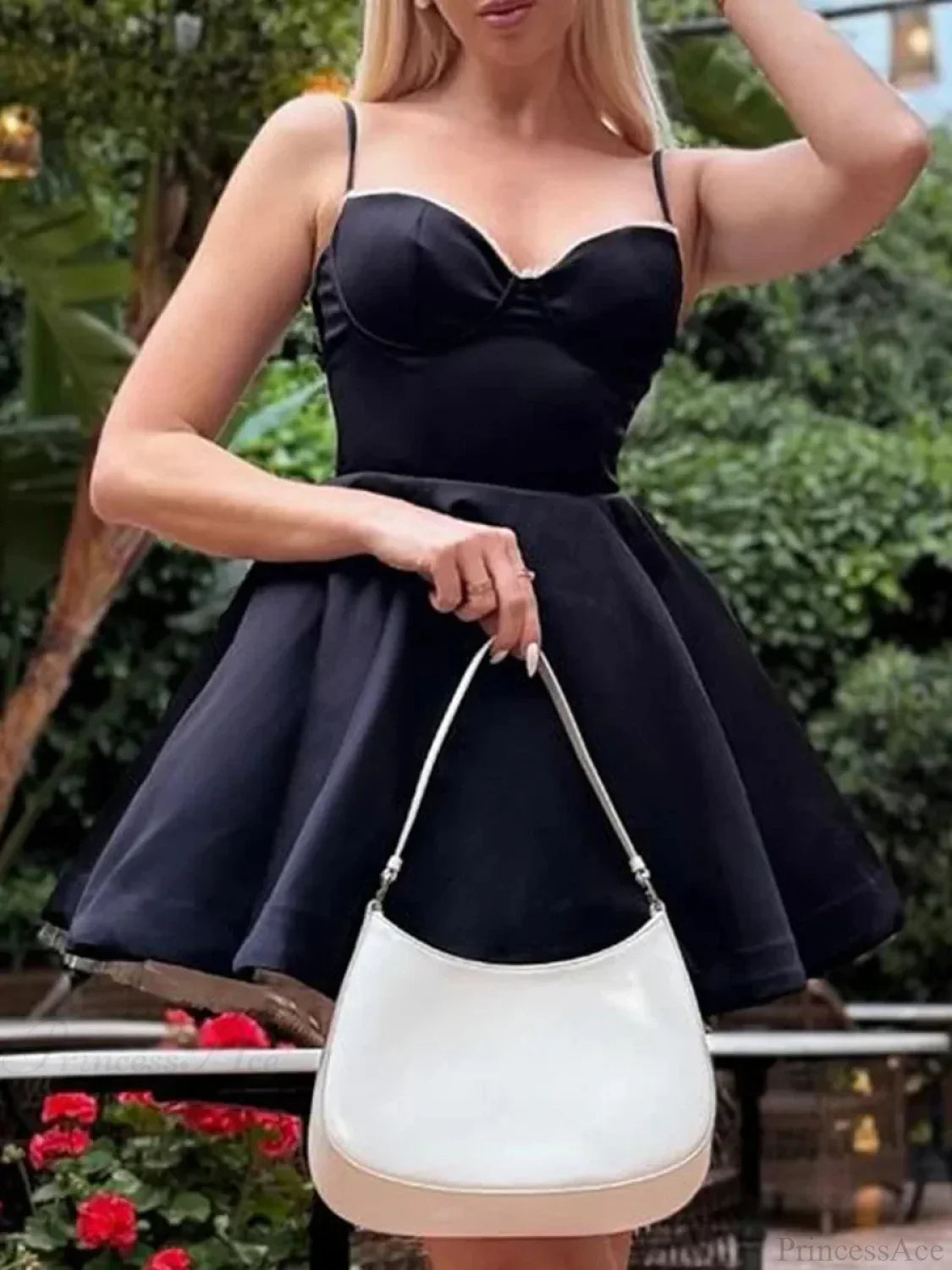 Tulle Skirt Floral Print A-line Floral Dress Black / XS floraldress-250126