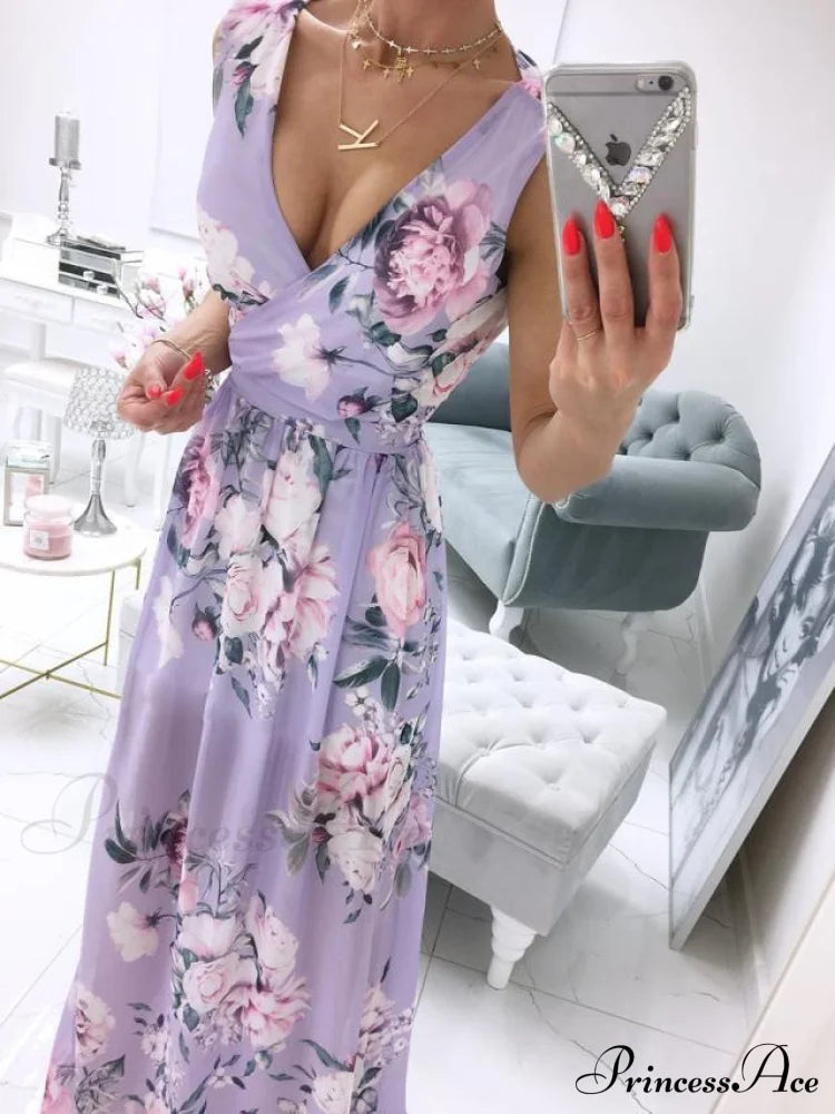V-Neck Evening Fashion Party For Elegant - Split Gown Warm-Season With Women’s Side Clubwear