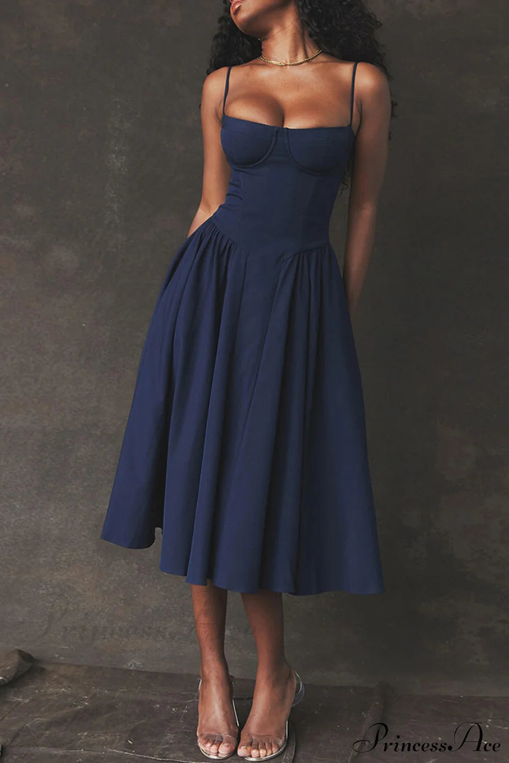 V-Neck Strapless Stylish Midi Dress Dresses