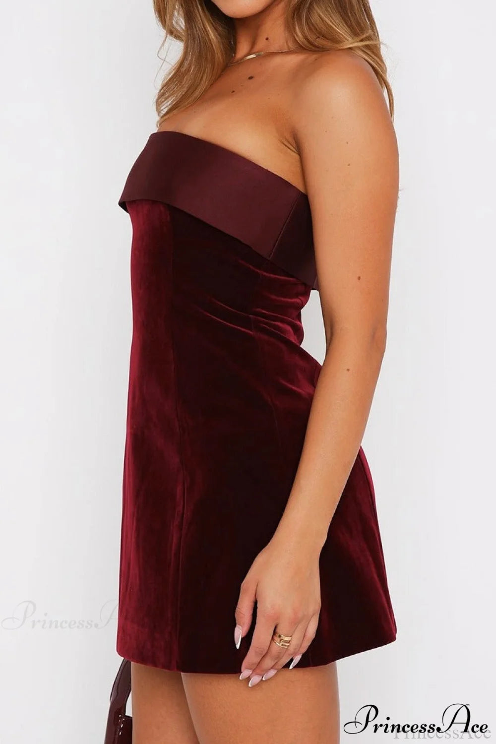 Velvet Strapless Backless Mini A-Line Party Dress