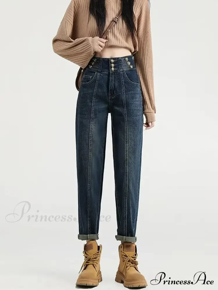 Versatile Light Color Thickened New Long Straight Art Natural Waist Fashion Jean