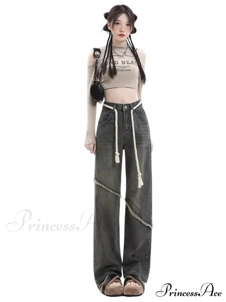 Vintage Harajuku Women Clothes For Teenagers Y2K Aesthetic Clothing Autumn Baggy Jean