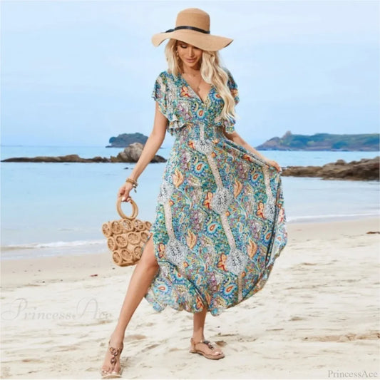 Vintage Lace Up Floral Beach Dress oldfloraldress-250126
