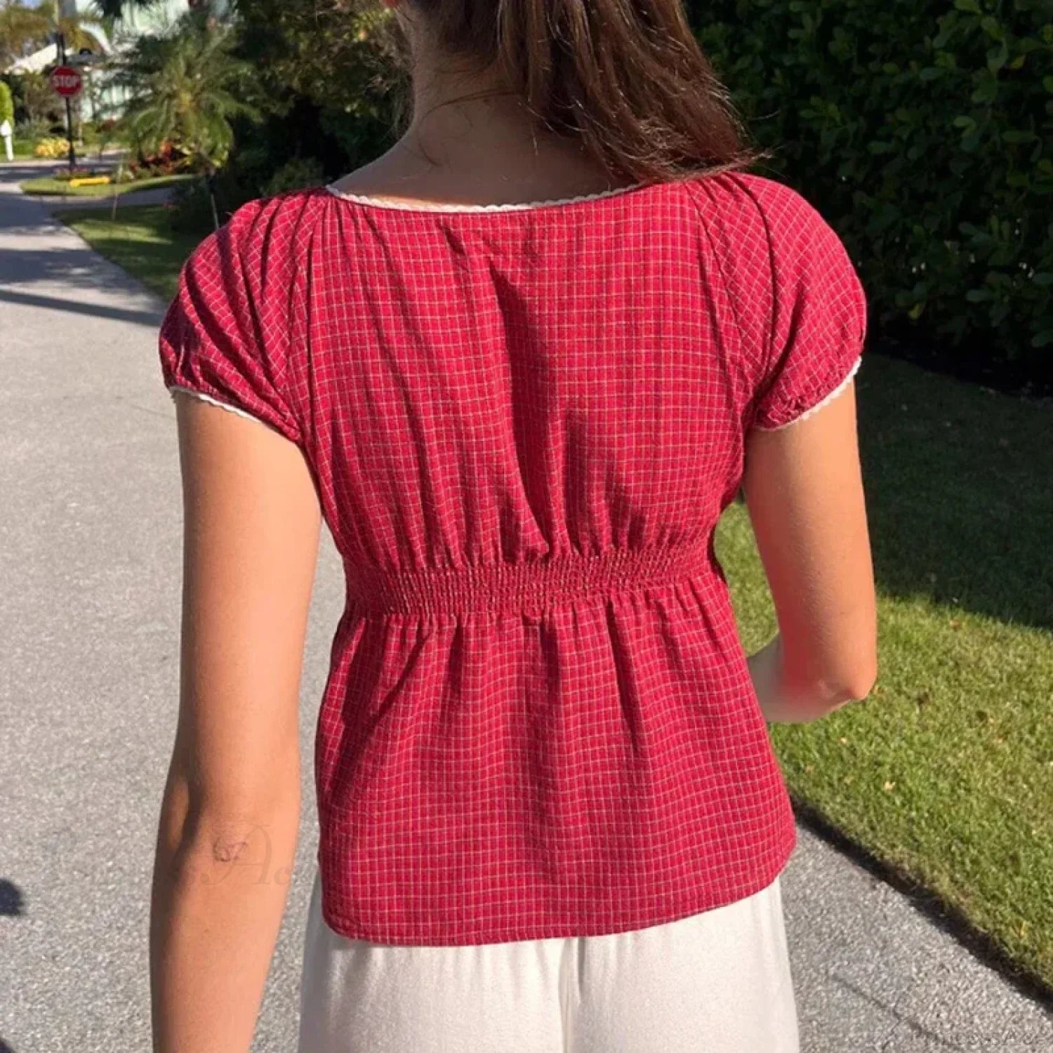 Vintage Square Collar Milkmaid Crop Top croptop-250126