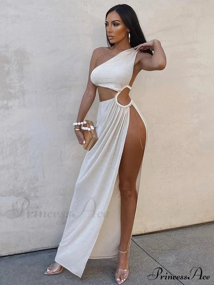 White Shoulder Parties - Women For Split Gown One And Full-Length Warm-Season Elegant Long Beachwear