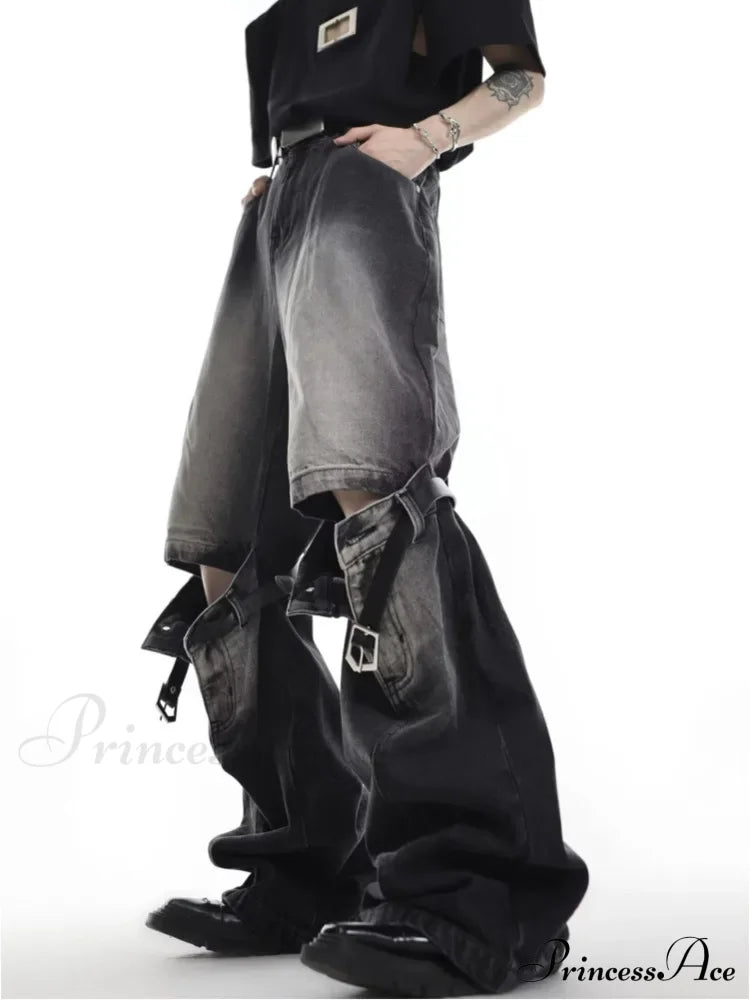 Wide Leg Washed For Men And Women Straight Tube Loose Fitting Retro High Street Niche Design Jean