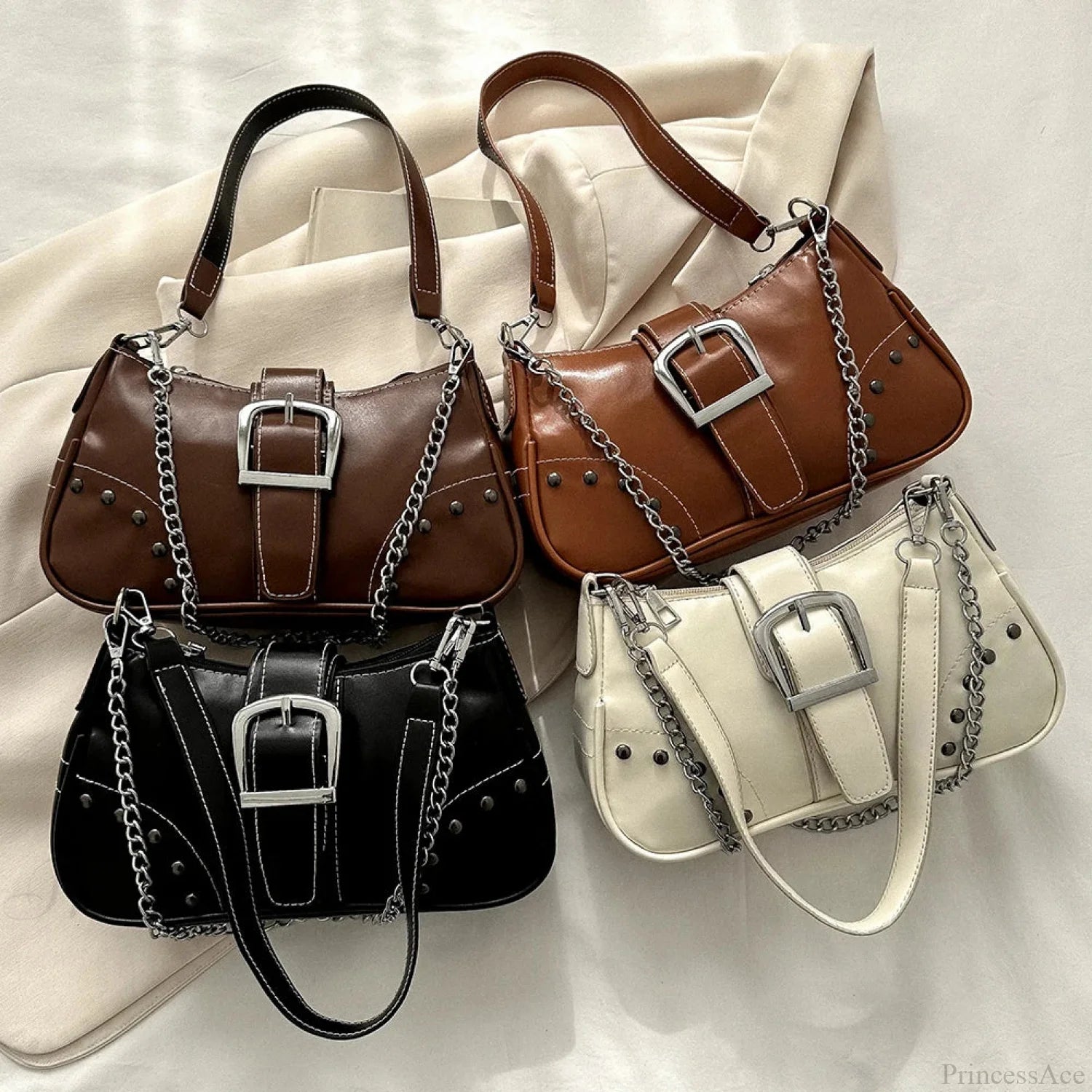 Y2K Cool Style Chain Shoulder Bag Black shoulder-250126